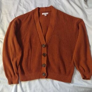LC Lauren Conrad Knitted Fall Fox Orange  Button Cardigan M